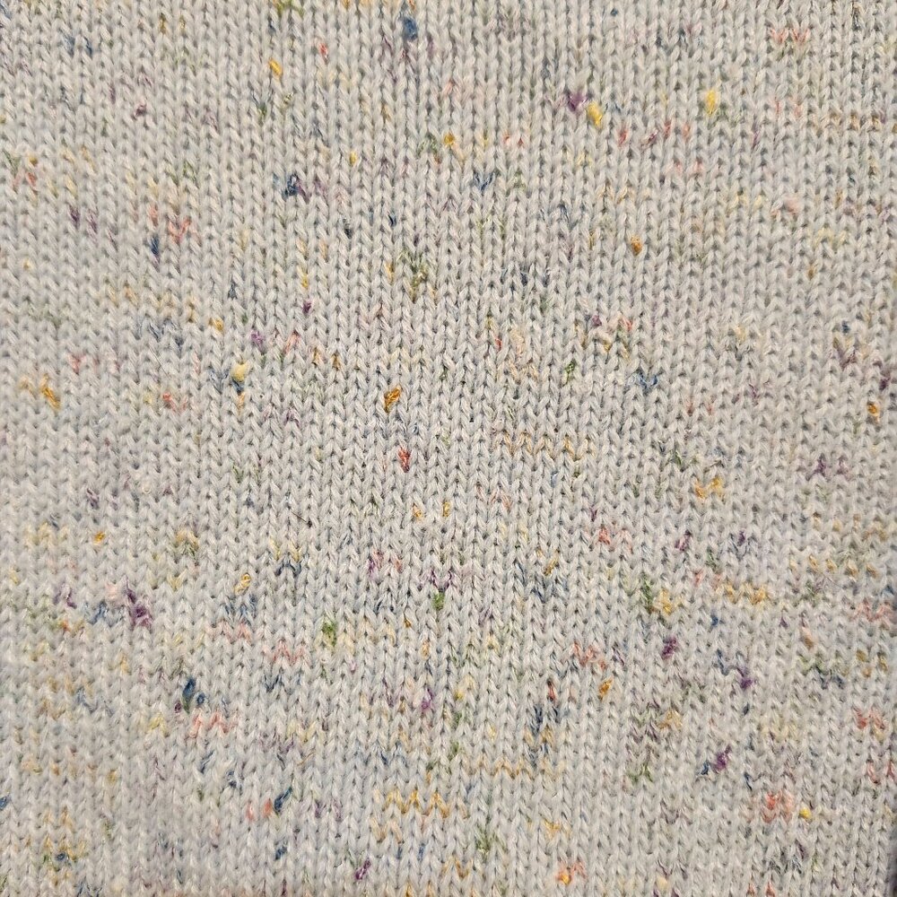 Evelyn Blue Womens Size Med Speckled Knit Sweater Distressed Hem Split Seam Blue - Picture 9 of 10